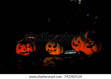 halloween pumpkins at night