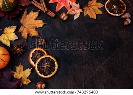 Autumn Background With Candied Oranges, Nuts and Spices