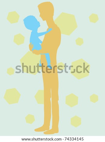 A silhouette design of a father and his son.