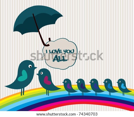 Birds on rainbow