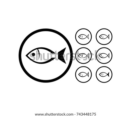 Line Art Circle Animal Fish Pet Icon Logo Set