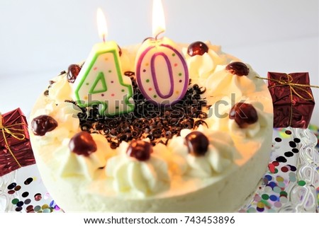 An image of a birthday cake with candle - 40