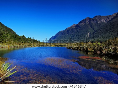 mirror lakes against blue sky