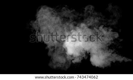 White water vapour on a black background. Close-up shot Royalty-Free Stock Photo #743474062