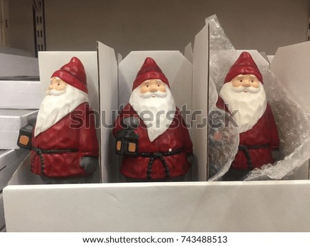 Santa claus gnome at store rack for sale.Christmas decoration.