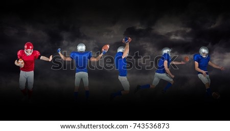 Digital composite of american football players wide black
