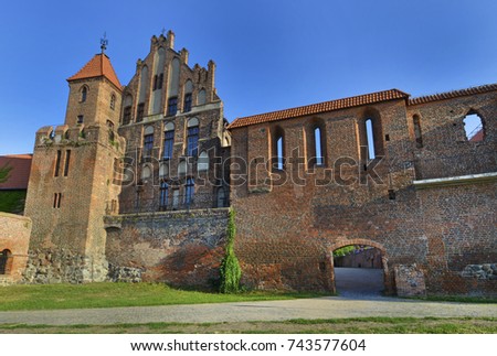 Poland, Torun, landscape with old town palaces. Royalty-Free Stock Photo #743577604