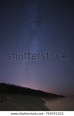 Beautiful starry night sky with lots of stars and Milky way galaxy.