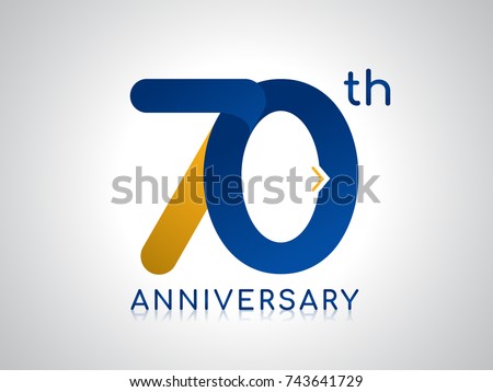 70 years anniversary Logo Design with blue and old yellow color