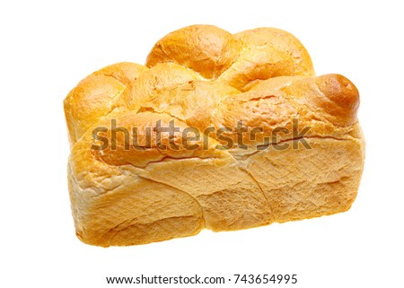 One shaped challah for Shabbat isolated on white background