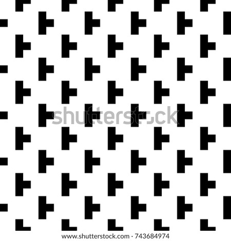 Repeated puzzle figures background. Seamless surface pattern design with mosaic ornament. Ethnic embroidery motif. Grid wallpaper. Digital paper for page fills, web designing, textile print. Vector.