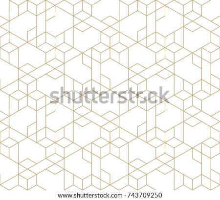 Abstract geometric pattern with crossing thin golden lines on white background. Seamless linear rapport. Stylish fractal texture. Vector pattern to fill the background, laser engraving and cutting.