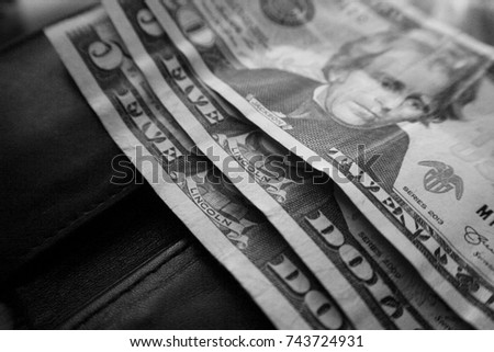 Money On Top Of Wallet Black & White High Quality 