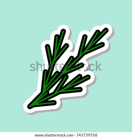 Fennel Sticker On Blue Background Colorful Vegetable Icon Vector Illustration