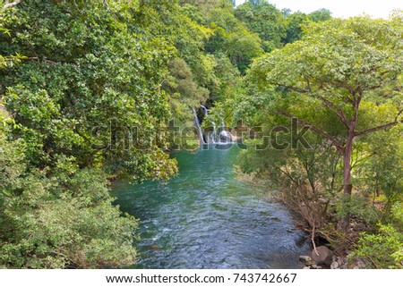Panama Chiriqui Portachuelo waterfalls and river in the jungle