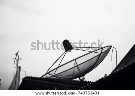 Satellite. dish view at night.