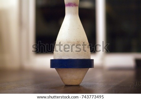 Bowling pin isolated on with background blur. Calgary, Alberta, Canada.