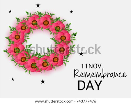 Vector illustration of a Banner for  remembrance day of Canada with poppy flowers.