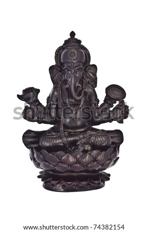 Statuette of hindu god Ganesha isolated on white background