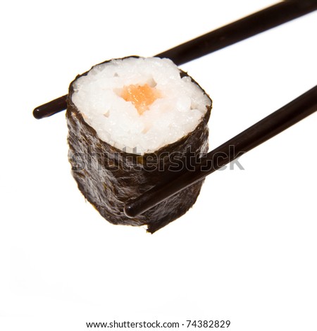 Sushi isolated against a white studio background.