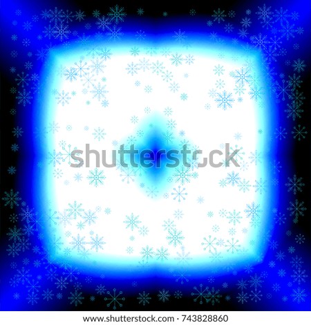 Christmas snow splash background of a random scatter snowflakes on white-blue background. Snow explosion. Ice storm.