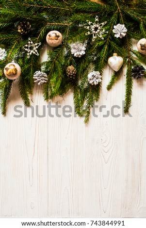 Christmas background with fir branches decoration frame