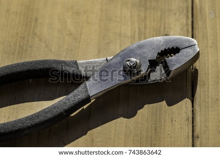 Close up macro shot of slip joint pliers