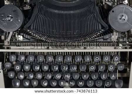 Old vintage typewriter closeup photo