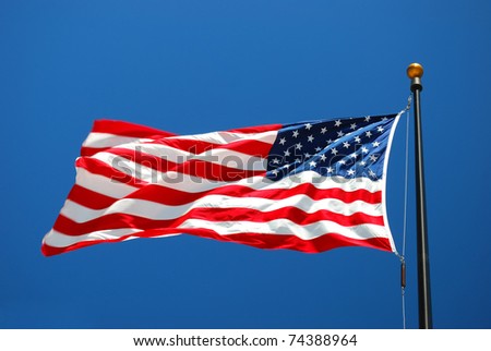 United State flag in the sun