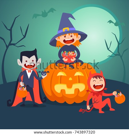 Kids Halloween vector set 