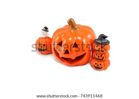Plaster Halloween pumpkins prop isolated on white background