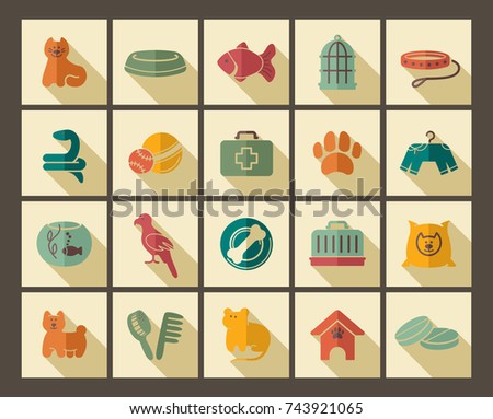 Icons on a veterinary science and care theme house pupils