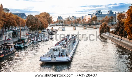 Cruise on a ship in autumn paris