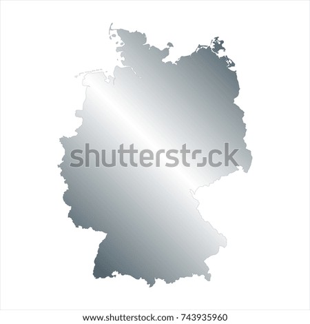High Detailed Silver Map of Germany isolated on white background. editable vector illustration.