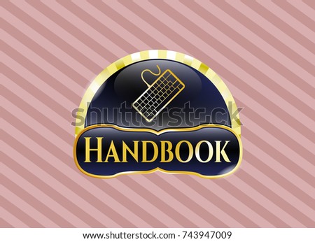  Golden badge with keyboard icon and Handbook text inside