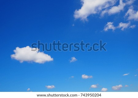 Blue sky background with tiny clouds. White fluffy clouds in the blue sky