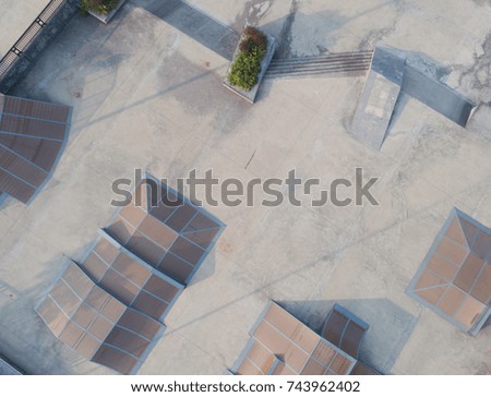 aerial view of modern skatepark