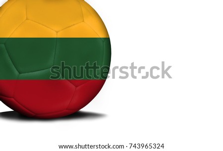 The flag of Lithuania was represented on the ball, the ball is isolated on a white background with space for your text.