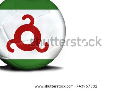 The flag of Ingushetia was represented on the ball, the ball is isolated on a white background with space for your text.