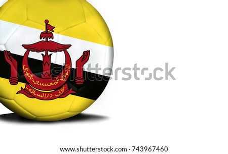 The flag of Brunei was represented on the ball, the ball is isolated on a white background with space for your text.
