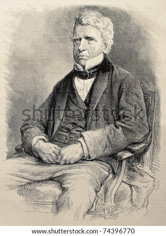 Old engraved portrait of Lord Brougham, Lord Chancellor of the United Kingdom. Original, created by Janet-Lange and Cosson-Smeeton, was published on L'Illustration, Journal Universel, Paris, 1868