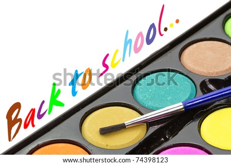 Back to school sign with watercolor paints and brush