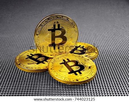 Golden and silver bitcoin on abstract background. Bitcoin cryptocurrency