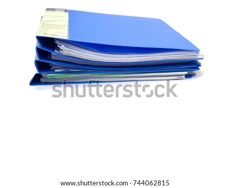 blue files folder. retention of contracts and paper. with isolated white background copy space