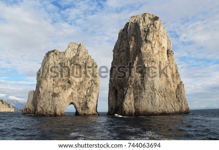 Beautiful view of Faraglioni rocks, Capri, Italy