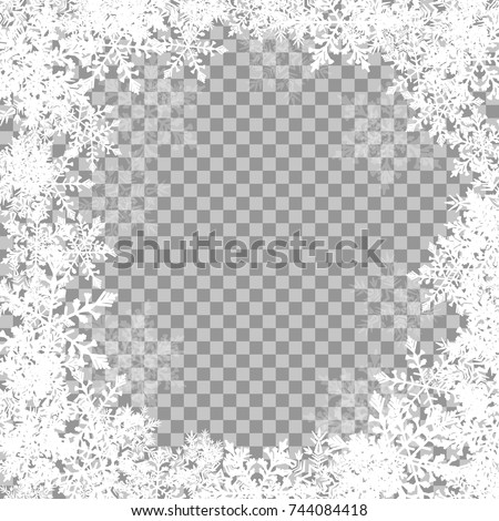 Falling snow isolated on the a transparent background. Snowflakes, snowfall. Celebration Banner for Christmas and New Year . Winter backdrop.