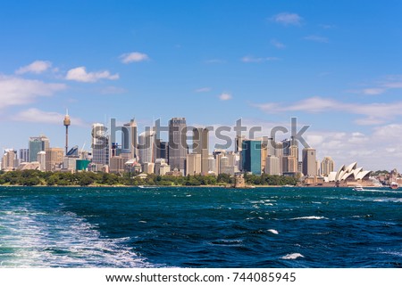 Sydney skyline from the ferry, Australia.