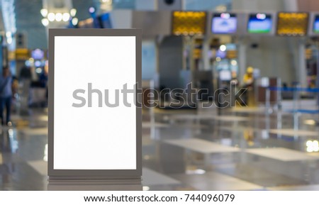 Blank billboard posters in the airport,Empty advertising billboard at aerodrome.