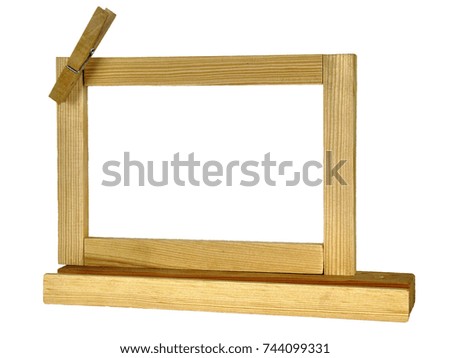 Design wooden picture frame or notice panel or memo board cutout on white background and copyspace in the middle and the border
