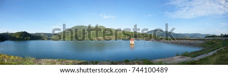 panorama lake scenery beautiful view with blue sky and clouds in phuket thailand